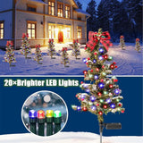 20 LED Outdoor Solar Christmas Tree Stake Light with Snow Flocked Tree