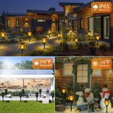 CATGOOD 12 Pack Solar Flickering Flame Torch Lights – Waterproof LED Tiki Lights