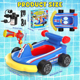 Kids Racing Car Pool Float with Water Blaster, Inflatable Ride-On Pool Toy