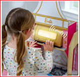 KidKraft Cook with Barbie Wooden Play Kitchen – Light-Up Oven, Sounds, Water-Reveal Food & 30 Accessories
