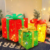 Christmas Lighted Gift Boxes, Set of 3 Battery-Operated Holiday Decorations with 50 LEDs