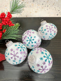 Set of 8 Seamless Glass Christmas Tree Ornaments, 2.63-Inch Solid-Color Xmas Baubles