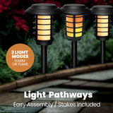 Bell + Howell Smart Solar Pathway Lights – 4 pk 21 lm Warm Flame LED Landscape Lighting