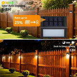 12 Pack Solar Powered Outdoor LED Stair & Fence Lights – Warm White Wall Mount Solar Deck Lights