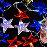 21-Foot Solar Patriotic Star String Lights, 30 LED Star Lights Décor