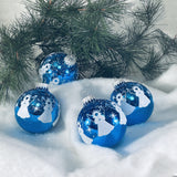 Set of 8 Seamless Glass Christmas Tree Ornaments, 2.63-Inch Solid-Color Xmas Baubles