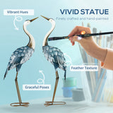 Set of 2 Metal Crane Garden Statues, 28.5" & 29.25" Outdoor Standing Bird Sculptures