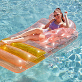 Funsicle 6ft Sofa Bed Lounge Inflatable Pool Float, Transparent Rose Pink Pool Lounger