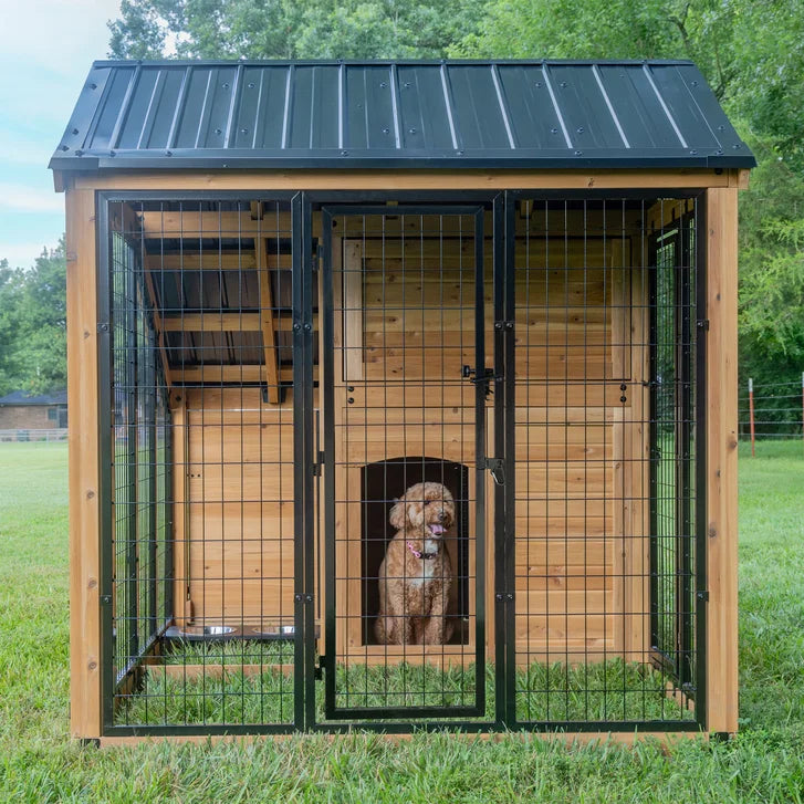 Backyard Discovery 7’ x 5’ Canine Cabin Cedar Wood Outdoor Dog Kennel ...