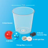 Giant LED Yard Pong Game with 12 Light-Up Buckets, 2 LED Balls and Carrying Bag
