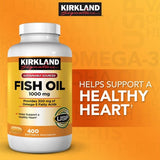 Kirkland Signature Omega-3 Fish Oil 1,000 mg, 400 Softgels with 250 mg EPA and DHA per Softgel