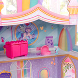 Nearly 4 ft. KidKraft Rainbow Dreamers Unicorn Mermaid Wooden Dollhouse – 3 Levels, Slide, Swing & 15 Accessories