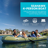 Intex Seahawk 4 Inflatable Boat Set with 54-Inch Oars, High-Output Pump & Fishing Rod Holders