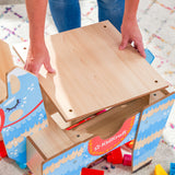 50-Block KidKraft Llama Piñata Wooden Building Brick Activity Table – Reversible Top & Storage