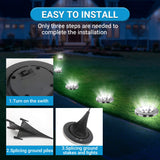 12-Pack Solar Ground Lights, 8-LED Waterproof Disk Lights, Cool White