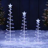 3-Pack Lighted Spiral Christmas Trees, 3 ft, 4 ft & 5 ft Yard Decorations with 220 Warm White LEDs and Stakes