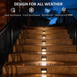 12 Pack Solar Powered Outdoor LED Stair & Fence Lights – Warm White Wall Mount Solar Deck Lights