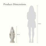 30" Virgin Mary Outdoor Statue, Blessed Mother Religious Garden Sculpture, Magnesium Oxide Décor