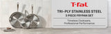 T-fal Pro Tri-Ply Stainless Steel Frypan Set of 3, 8", 10" & 12" Cookware Set