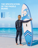 Naipo Inflatable Stand Up Paddle Board Set, 10' x 30" x 6" with SUP Accessories