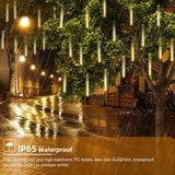 10-Tube 360 LED Meteor Shower Icicle String Lights, 14.44 ft Connectable Outdoor Falling Rain Lights