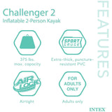 Intex Challenger 2 Inflatable Boat Set with Oars & High-Output Pump, 2-Person Raft
