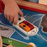 KidKraft Metropolis Wooden Train Set & Table – Elevated Track, Magnetic Train & Storage Drawer, Espresso