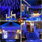 Solar Meteor Shower Icicle Lights, 8 Tubes, 192 LEDs, 11.8" Solar Falling Rain Lights