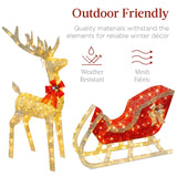 Best Choice Products 4-Foot Lighted Christmas Reindeer and Sleigh Outdoor Décor Set with 205 LED Lights