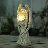 11.5" H Solar Garden Angel Statue, Weatherproof Resin Angel Figurine with Warm LED Light