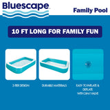 Bluescape 10 ft Rectangular Family Inflatable Swimming Pool, 272 Gallon Backyard Pool