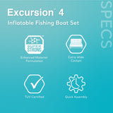 Intex Excursion 4 Inflatable Fishing & Rafting Boat Set with Oars, Pump & Rod Holders, 4-Person Boat