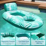 Sunrio Tropical Leaves Inflatable Pool Float, 61" x 44" Lounge Chair with Headrest & Footrest