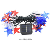21-Foot Solar Patriotic Star String Lights, 30 LED Star Lights Décor