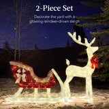 Best Choice Products 4-Foot Lighted Christmas Reindeer and Sleigh Outdoor Décor Set with 205 LED Lights