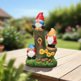 12.3" Mainstays Three Gnomes on Log Statue, Weather-Resistant Resin Garden Décor