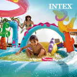 Intex Dinoland Play Center Inflatable Kiddie Pool with Water Slide, Sprayer & Games, 11 ft x 7.5 ft x 44 in
