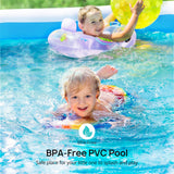 Inflatable Family Swimming Pool, 118" x 72" x 20" BPA-Free Rectangular Backyard Pool