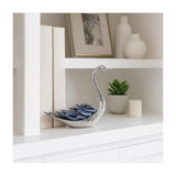 Decorative Swan Sculpture with Blue Kyanite Stone, Silver Metal Tabletop Figurine