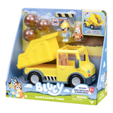 Bluey Dump Truck Playset – Exclusive 2.5" Hard-Hat Bluey & Muddy Bingo, Tilting Bed