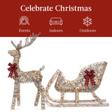 Best Choice Products 4-Foot Lighted Christmas Reindeer and Sleigh Outdoor Décor Set with 205 LED Lights