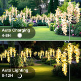 2 Pack Solar Wisteria Flower Lights – Yellow Waterproof LED Solar Garden Lights