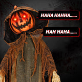 6 Ft Pumpkin Man Animated Halloween Animatronic, Moving Head LED Jack-o'-Lantern