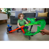 Hot Wheels Monster Trucks Sharks vs. Dinos Dragon Destruction Racing Set, 1 Playset + 2 Trucks
