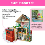 Delta Children Deluxe Maui 60" Wooden Dollhouse for 12" Dolls with 4 Stories, Elevator, Slide, Lights and Sounds