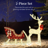 Best Choice Products 4-Foot Lighted Christmas Reindeer and Sleigh Outdoor Décor Set with 205 LED Lights