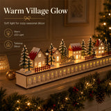 Light-Up Wooden Christmas Village Advent Calendar with 24 Fillable Drawers and Warm LED Lights