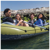 Intex Seahawk 4 Inflatable Boat Set with 54-Inch Oars, High-Output Pump & Fishing Rod Holders