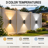 Westinghouse Solar Fence Lights with Up-and-Down LEDs and 3 Color Modes, 4-Pack