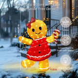 42" 3D Gingerbread Girl Outdoor Christmas Decoration with LED Lights